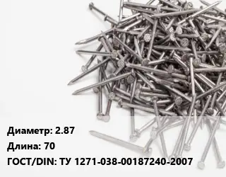 Гвоздь 2.87х70 ГОСТ: ТУ 1271-038-00187240-2007